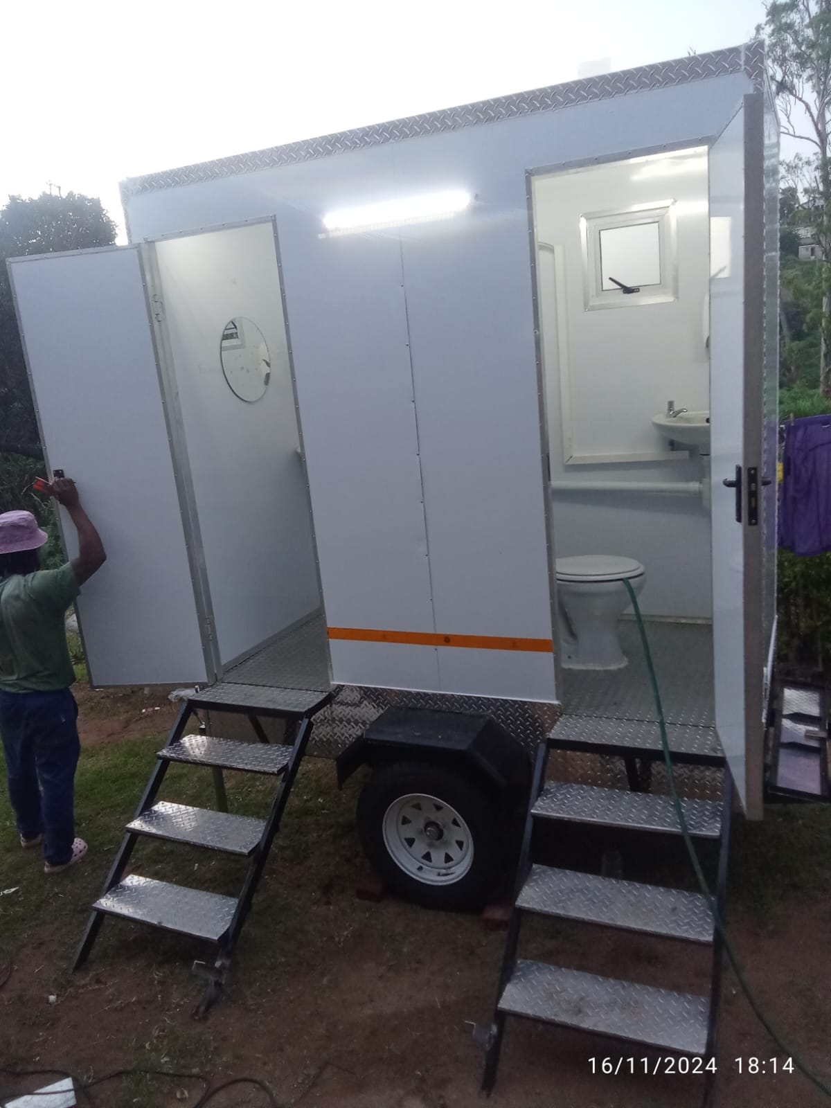 Nkhala project photo: finished twin-door toilet trailer